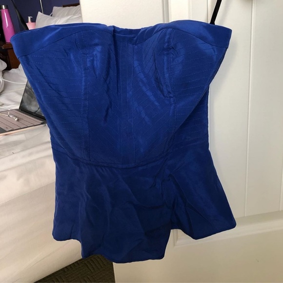 Bebe royal blue strapless peplum top - Picture 3 of 5